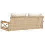 Panchina a Dondolo con Cuscini Beige 109x62x40 cm in Polyrattan