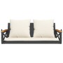 Panchina a Dondolo con Cuscini Nera 109x62x40 cm in Polyrattan