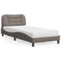 Letto con Materasso Tortora 90x200 cm in Tessuto