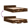 Giroletto con Cassetti Rovere Fumo 160x200 cm Legno Multistrato