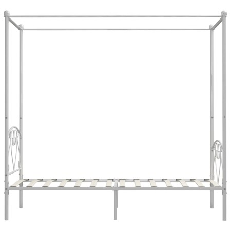 Letto a Baldacchino Bianco in Metallo 120x200 cm