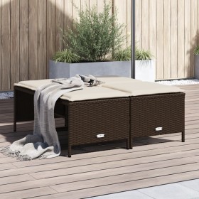 Sgabelli da Giardino con Cuscini 4 pz Marrone in Polyrattan