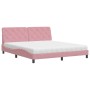 Letto con Materasso Rosa 180x200 cm in Velluto