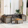 Set Divani da Giardino 7 pz con Cuscini Grigio in Polyrattan