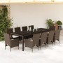 Set da Pranzo da Giardino 11 pz con Cuscini Polyrattan e Vetro