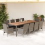 Set da Pranzo da Giardino 11pz con Cuscini Polyrattan Acacia