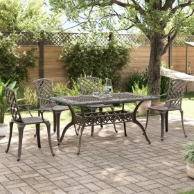 Set da Pranzo da Giardino 5 pz Bronzo in Alluminio Pressofuso