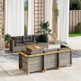 Set Divani da Giardino 7 pz con Cuscini Grigio in Polyrattan