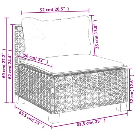 Set Divani da Giardino con Cuscini 8 pz Nero in Polyrattan