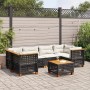 Set Divani da Giardino con Cuscini 7pz Nero Polyrattan