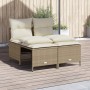 Set Divano da Giardino 4 pz con Cuscini Beige in Polyrattan