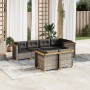 Set Divani da Giardino 7 pz con Cuscini Grigio in Polyrattan