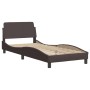 Letto con Materasso Marrone Scuro 80x200 cm in Tessuto