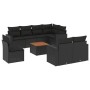 Set Divani da Giardino 9 pz con Cuscini Nero in Polyrattan