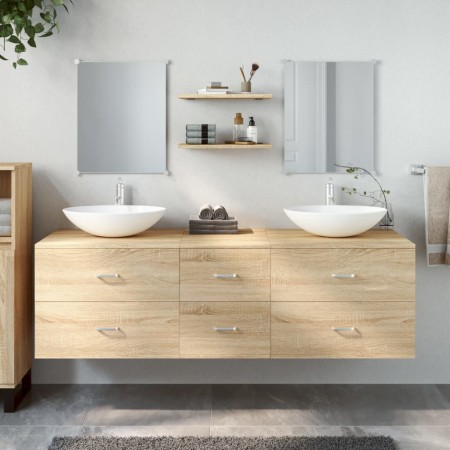 Set Mobili da Bagno 5 pz Rovere in Legno Multistrato