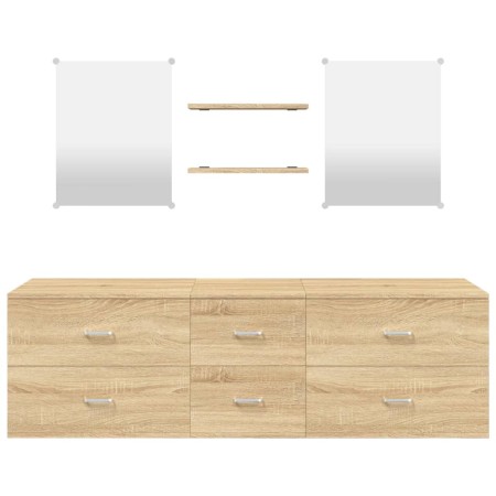 Set Mobili da Bagno 5 pz Rovere in Legno Multistrato