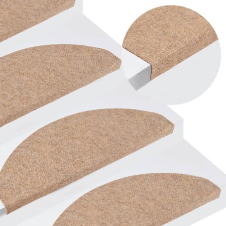 Tappetini Autoadesivi per Scale 15 pz 65x22,5x3,5 cm Beige