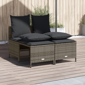 Set Divani da Giardino 4 pz con Cuscini in Polyrattan Grigio