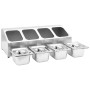 Supporto Gastronorm con 4 Contenitori GN 1/6 in Acciaio Inox