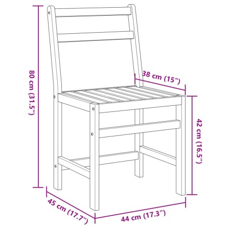 Set da Balcone 3 pz in Legno Massello di Acacia