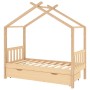Giroletto per Bambini con Cassetto in Pino Massello 80x160 cm