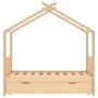 Giroletto per Bambini con Cassetto in Pino Massello 80x160 cm