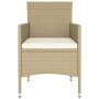 Set da Pranzo per Giardino 5 pz in Polyrattan Beige