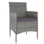 Set Pranzo da Giardino 5pz Polyrattan e Massello Acacia Grigio