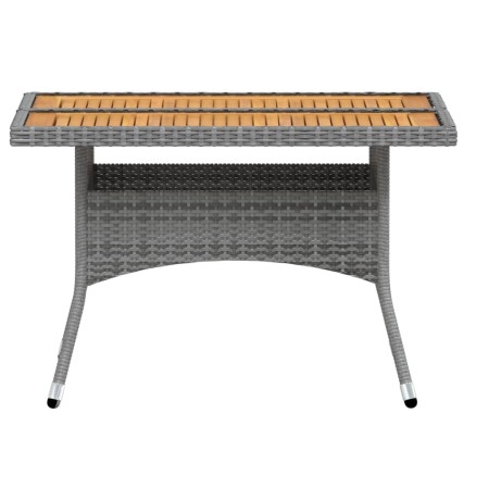 Set Pranzo da Giardino 5pz Polyrattan e Massello Acacia Grigio