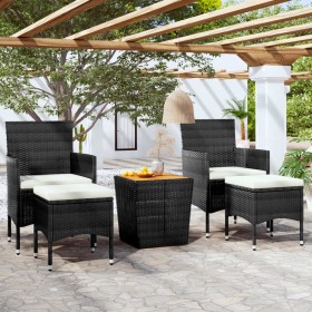 Set Bistrot per Giardino 5 pz Polyrattan e Massello Acacia Nero