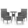 Set Divani da Giardino 5 pz in Polyrattan Grigio