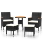 Set Salotto da Giardino 5 pz in Polyrattan Nero