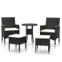 Set Divani da Giardino 5 pz in Polyrattan Nero