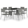 Set Mobili da Pranzo Giardino 7 pz Polyrattan Antracite Grigio