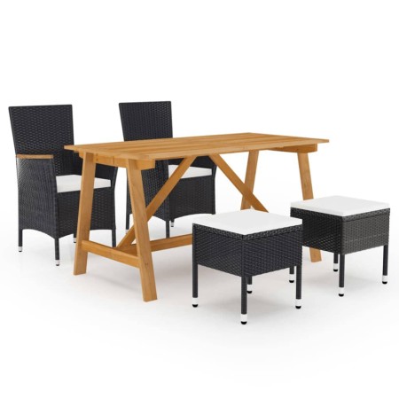 Set Mobili da Pranzo per Giardino 5 pz Nero