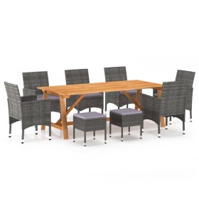 Set Mobili da Pranzo per Giardino 9 pz Grigio