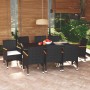 Set Pranzo da Giardino 9 pz con Cuscini in Polyrattan Nero