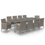 Set da Pranzo Esterni 11pz con Cuscini Polyrattan Nero e Grigio