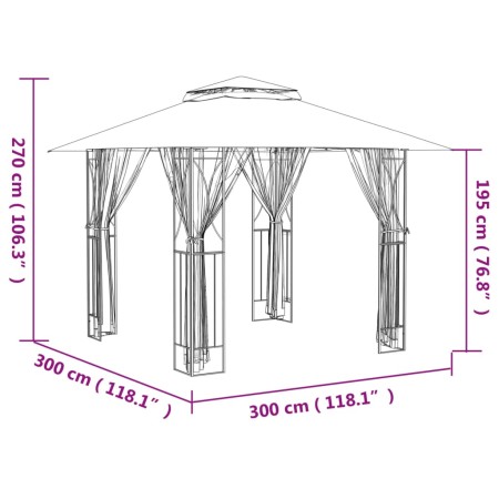 Gazebo con Pareti Laterali Antracite 300x300x270 cm Acciaio