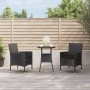 Set Bistrò da Giardino 3 pz con Cuscini in Polyrattan Nero