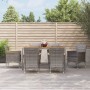 Set da Pranzo da Giardino 7 pz con Cuscini in Polyrattan Grigio