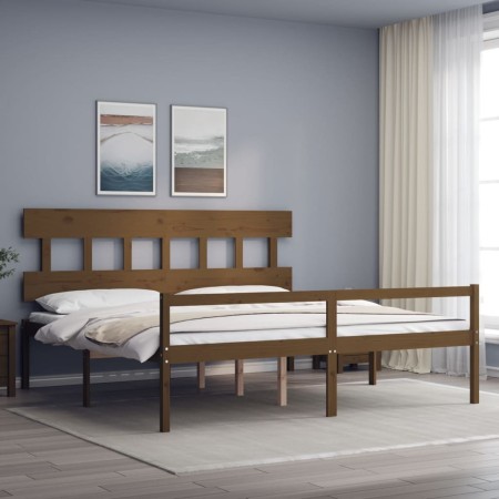 Letto per Anziani con Testiera Miele 200x200 cm Legno Massello