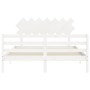 Giroletto con Testiera Bianco 140x190 cm in Legno Massello