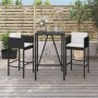 Set Bar da Giardino 3 pz con Cuscini in Polyrattan Nero