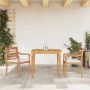 Set Pranzo da Giardino 3pz con Cuscini Bianchi Massello di Teak