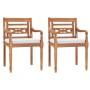 Set Pranzo da Giardino 3pz con Cuscini Bianchi Massello di Teak