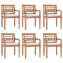 Set Pranzo Giardino 7pz con Cuscini Bianchi Legno Massello Teak