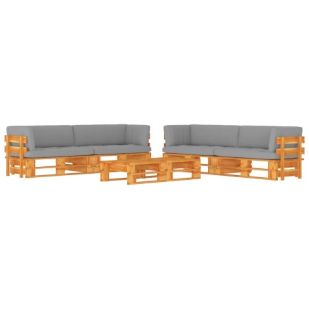 Set Divani in Pallet con Cuscini 6 pz in Pino Impregnato Miele