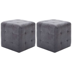 Pouf 2 pz Grigio 30x30x30 cm in Similpelle Scamosciata