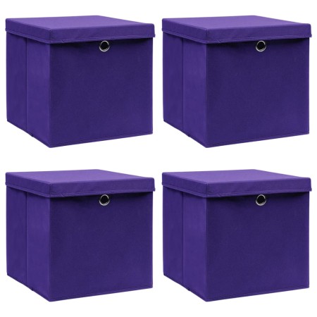 Contenitori con Coperchi 4 pz 28x28x28 cm Viola